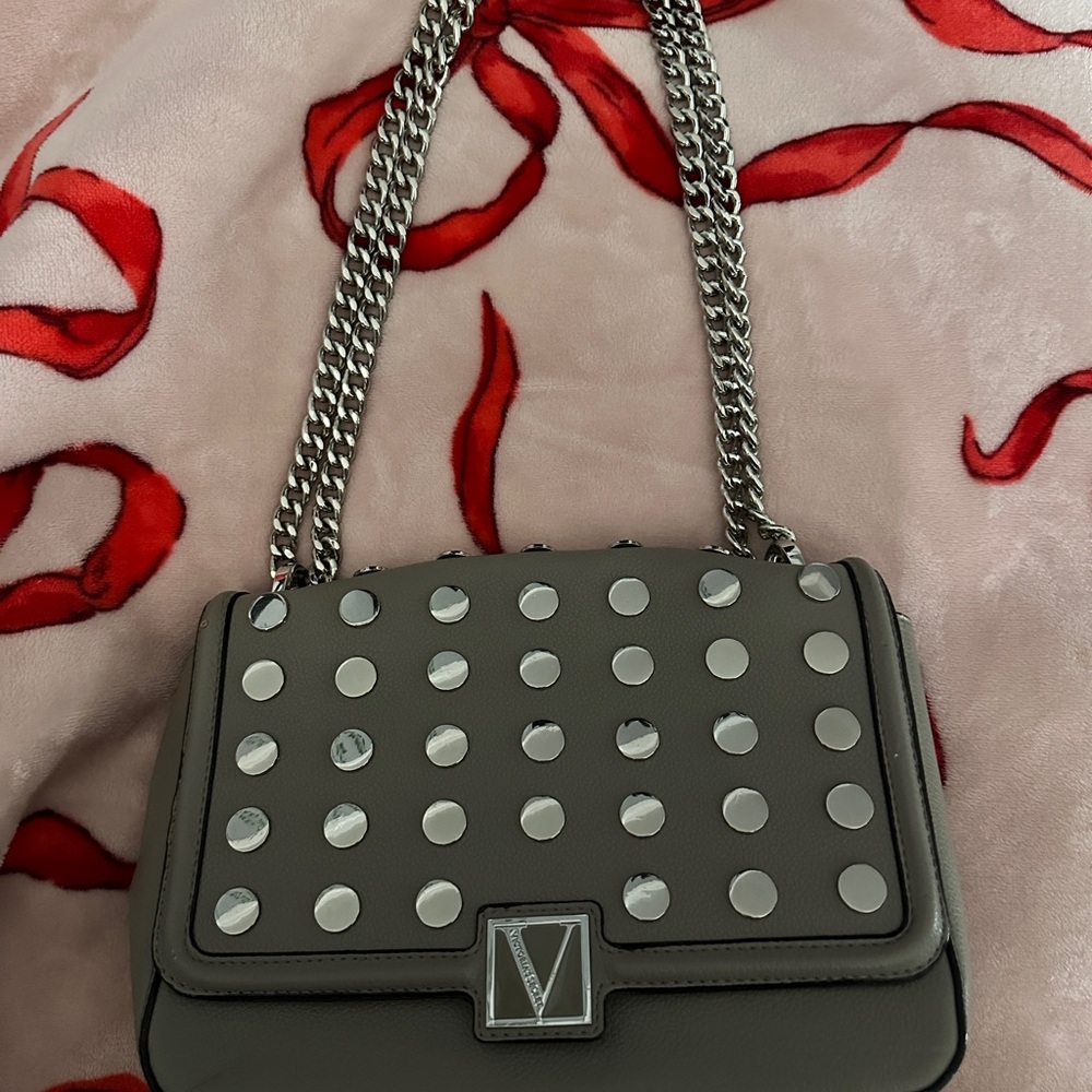 Victoria's Secret Gray Silver Studded Shoulder Bag